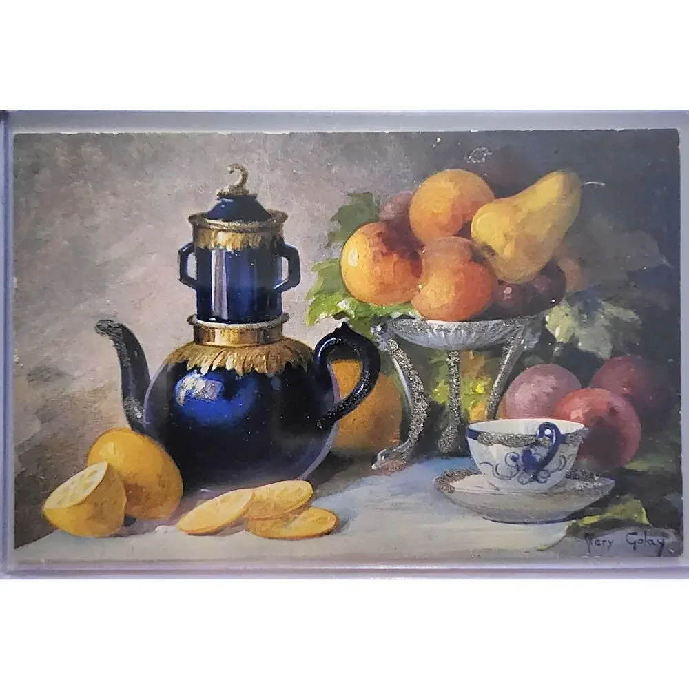 Lot Of Four Vintage Antique Postcards Decanter Teapot